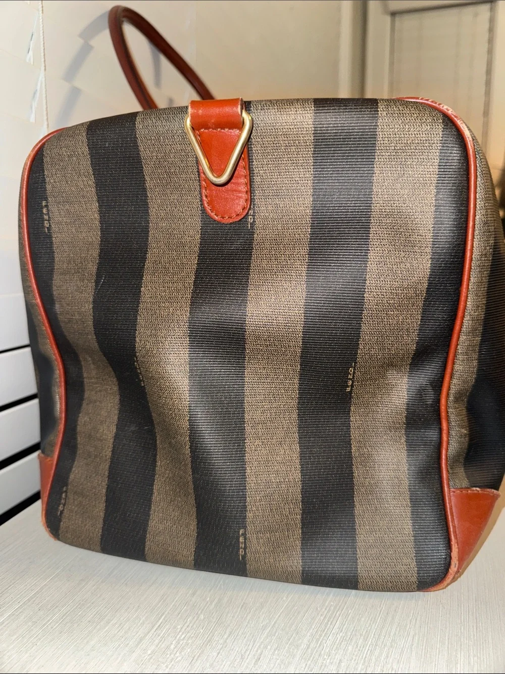 Fendi Vintage Pequin Striped Boston Bag Overnight Duffel - Picture 3 of 14